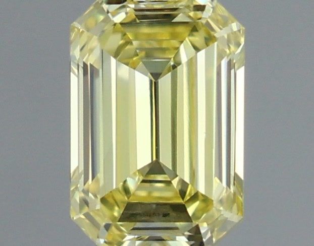 0.71 Carat Emerald Shaped, Very Good Cut, FANCY VIVID YELLOW Color, VS1 Clarity, IGI Certified Lab Grown Diamond