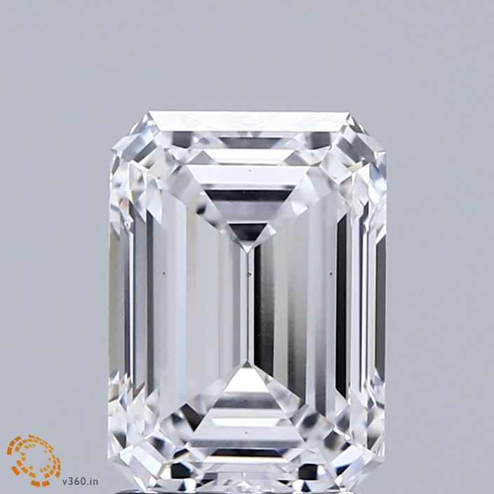 2.53 Carat Emerald Shaped, Ideal Cut, D Color, VVS2 Clarity, IGI Certified Lab Grown Diamond