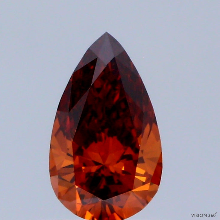 0.55 Carat Pear Shaped, Ideal Cut, FANCY DEEP ORANGE Color, VS1 Clarity, IGI Certified Lab Grown Diamond