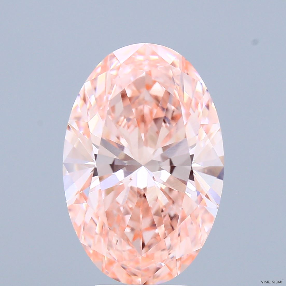 5.22 Carat Oval Shaped, Ideal Cut, FANCY VIVID PINK Color, VVS2 Clarity, IGI Certified Lab Grown Diamond