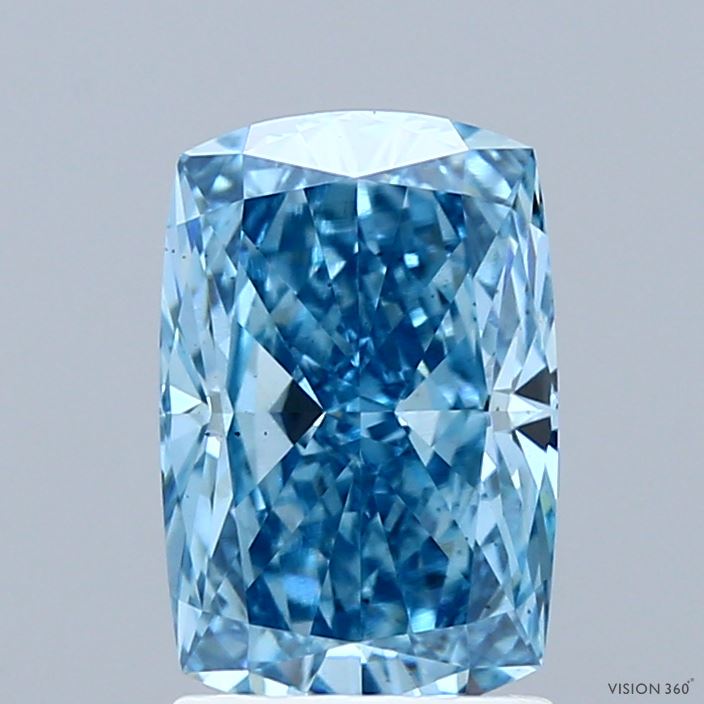 2.03 Carat Cushion Shaped, Excellent Cut, FANCY VIVID BLUE Color, VS2 Clarity, IGI Certified Lab Grown Diamond