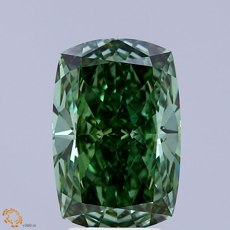 4.26 Carat Cushion Shaped, Ideal Cut, FANCY VIVID GREEN Color, VS2 Clarity, IGI Certified Lab Grown Diamond