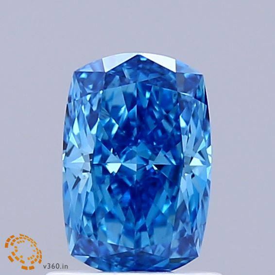 1.02 Carat Cushion Shaped, Ideal Cut, FANCY VIVID BLUE Color, VVS2 Clarity, IGI Certified Lab Grown Diamond