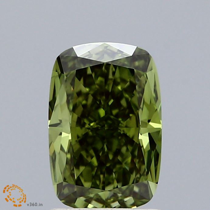 1.55 Carat Cushion Shaped, Ideal Cut, FANCY VIVID GREEN Color, VS1 Clarity, IGI Certified Lab Grown Diamond