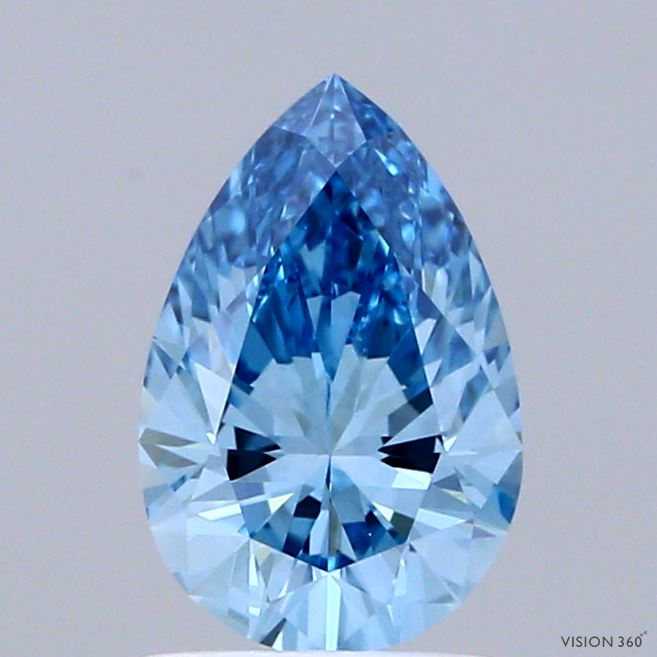 1.11 Carat Pear Shaped, Ideal Cut, FANCY VIVID BLUE Color, VVS2 Clarity, IGI Certified Lab Grown Diamond