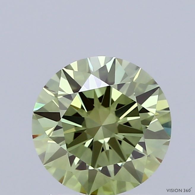 1.47 Carat Round Shaped, Ideal Cut, FANCY VIVID GREEN Color, VVS2 Clarity, IGI Certified Lab Grown Diamond
