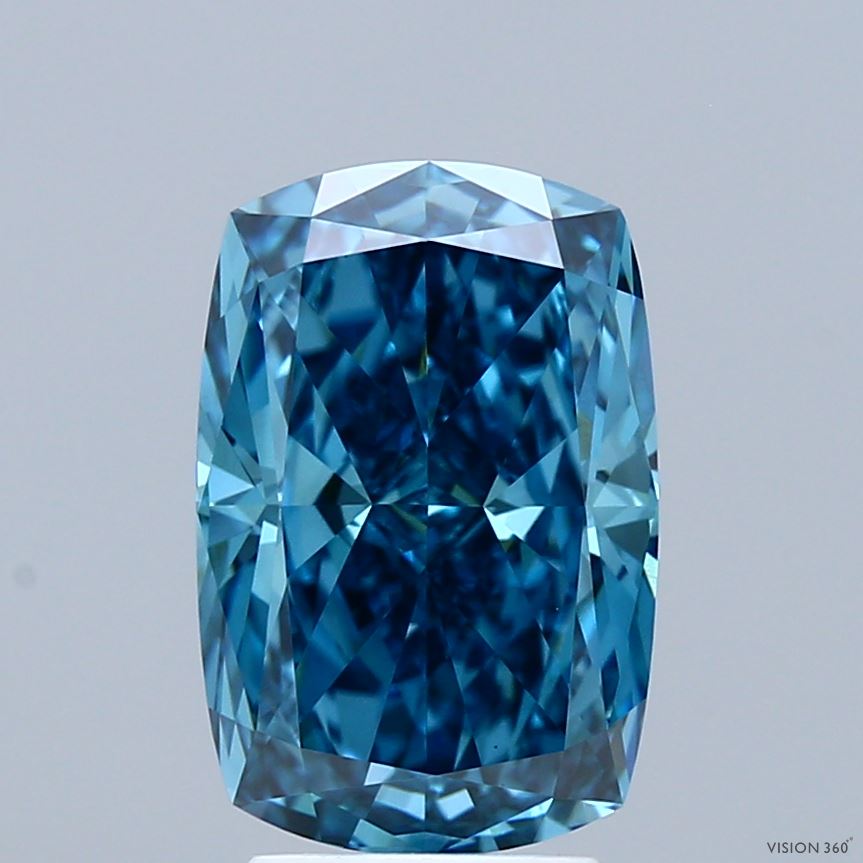 3.09 Carat Cushion Shaped, Excellent Cut, FANCY VIVID BLUE Color, VS1 Clarity, IGI Certified Lab Grown Diamond