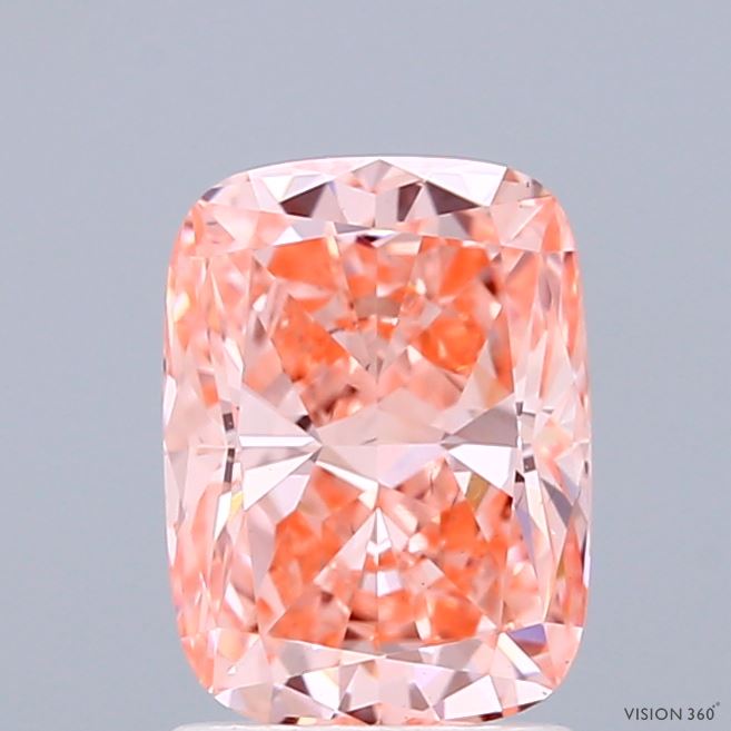 1.54 Carat Cushion Shaped, Ideal Cut, FANCY VIVID PINK Color, VS2 Clarity, IGI Certified Lab Grown Diamond