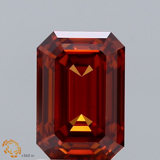 2.00 Carat Emerald Shaped, Ideal Cut, FANCY VIVID ORANGE Color, VS1 Clarity, IGI Certified Lab Grown Diamond
