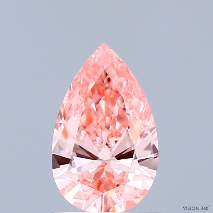0.85 Carat Pear Shaped, Ideal Cut, FANCY VIVID PINK Color, VVS2 Clarity, IGI Certified Lab Grown Diamond