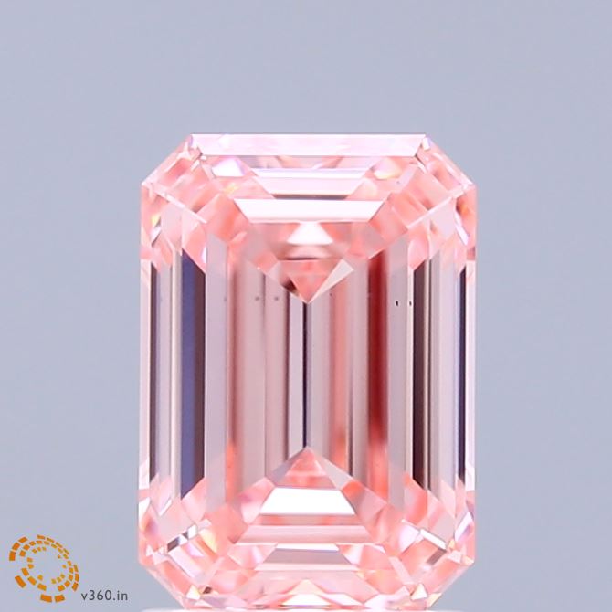 2.01 Carat Emerald Shaped, Ideal Cut, FANCY VIVID PINK Color, VS1 Clarity, IGI Certified Lab Grown Diamond