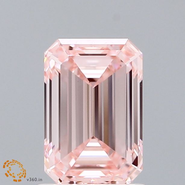 1.52 Carat Emerald Shaped, Ideal Cut, FANCY INTENSE PINK Color, VVS2 Clarity, IGI Certified Lab Grown Diamond