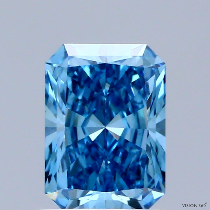 1.00 Carat Radiant Shaped, Excellent Cut, FANCY VIVID BLUE Color, VS1 Clarity, IGI Certified Lab Grown Diamond