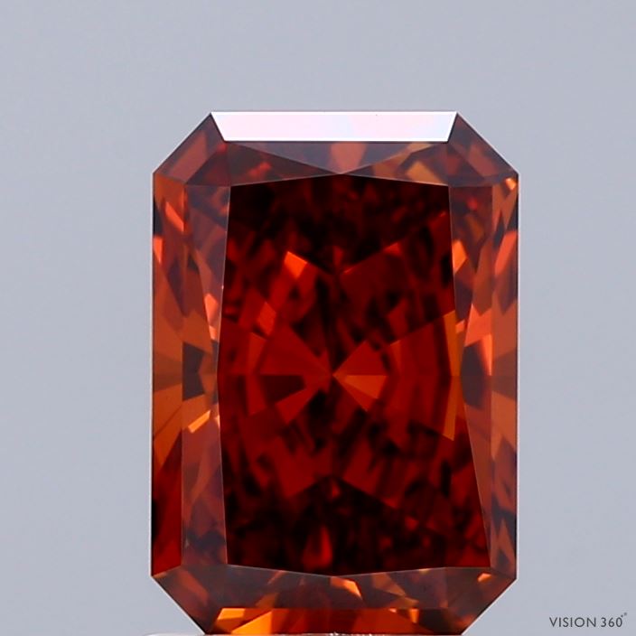 2.05 Carat Radiant Shaped, Ideal Cut, FANCY VIVID ORANGE Color, VVS2 Clarity, IGI Certified Lab Grown Diamond