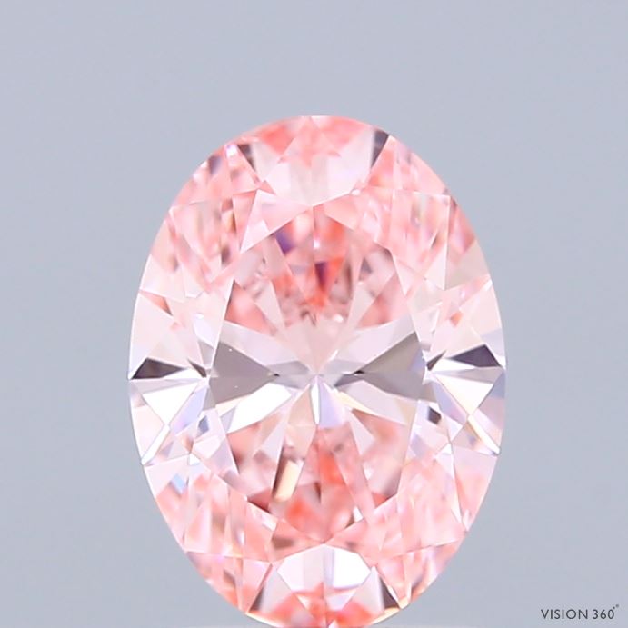 1.43 Carat Oval Shaped, Ideal Cut, FANCY VIVID PINK Color, VVS2 Clarity, IGI Certified Lab Grown Diamond