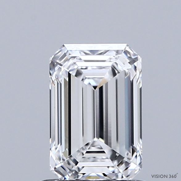 1.02 Carat Emerald Shaped, Ideal Cut, D Color, VVS2 Clarity, IGI Certified Lab Grown Diamond