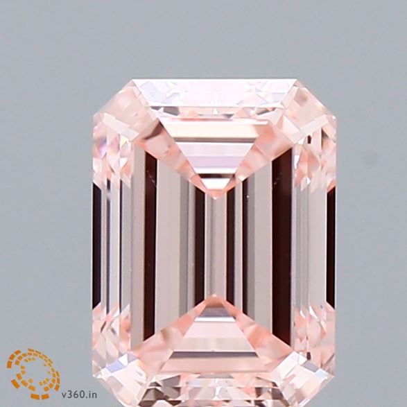 1.50 Carat Emerald Shaped, Ideal Cut, FANCY INTENSE PINK Color, VS1 Clarity, IGI Certified Lab Grown Diamond