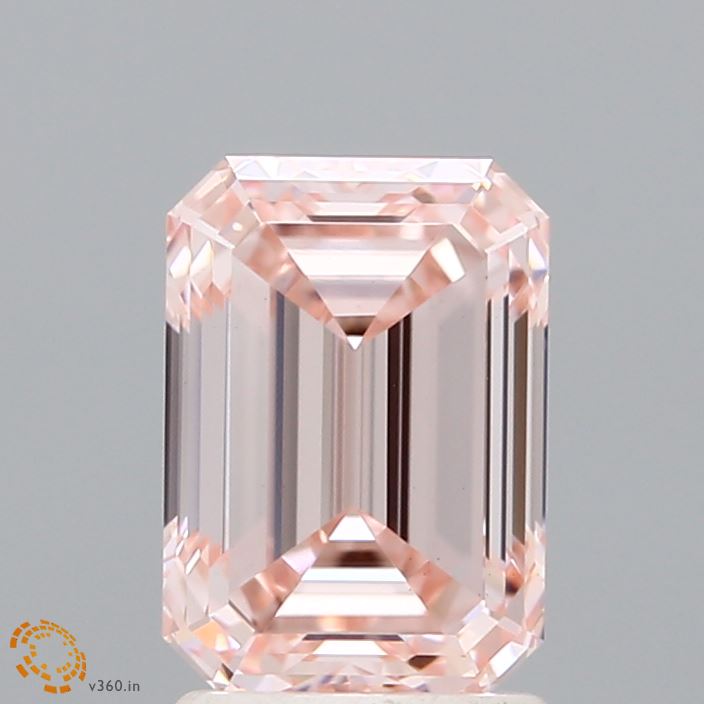 2.03 Carat Emerald Shaped, Ideal Cut, FANCY INTENSE PINK Color, VS1 Clarity, IGI Certified Lab Grown Diamond