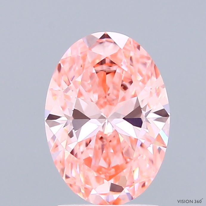 1.53 Carat Oval Shaped, Ideal Cut, FANCY VIVID PINK Color, VVS2 Clarity, IGI Certified Lab Grown Diamond