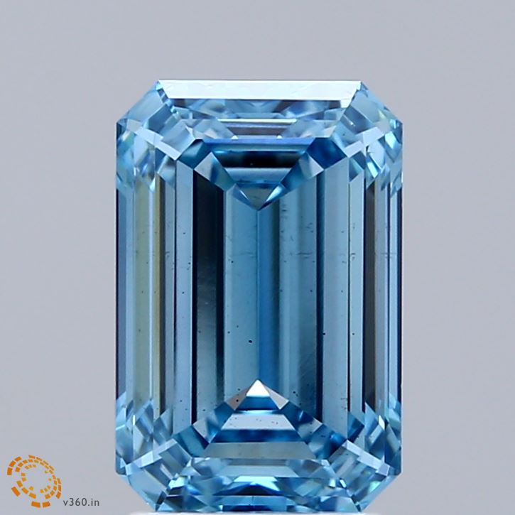 3.04 Carat Emerald Shaped, Ideal Cut, FANCY VIVID BLUE Color, VS2 Clarity, IGI Certified Lab Grown Diamond