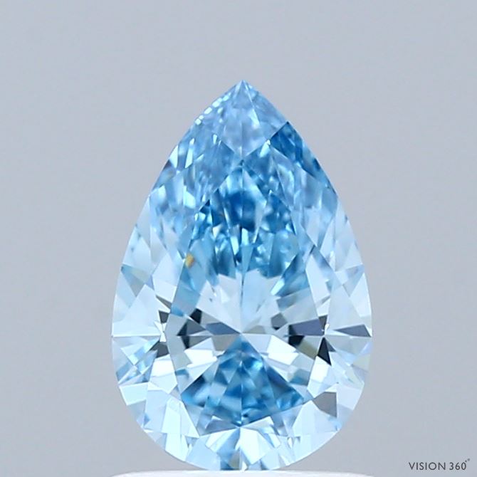 1.01 Carat Pear Shaped, Ideal Cut, FANCY VIVID BLUE Color, VVS2 Clarity, IGI Certified Lab Grown Diamond