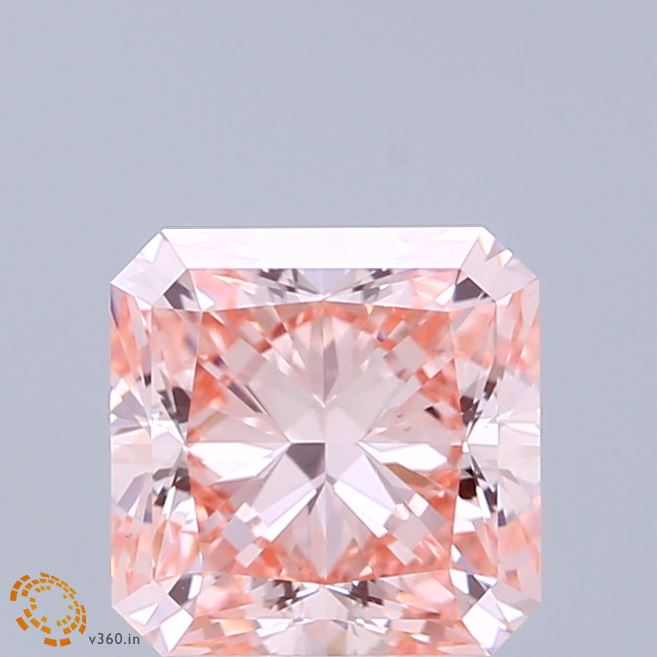 2.04 Carat Radiant Shaped, Ideal Cut, FANCY INTENSE PINK Color, VS1 Clarity, IGI Certified Lab Grown Diamond