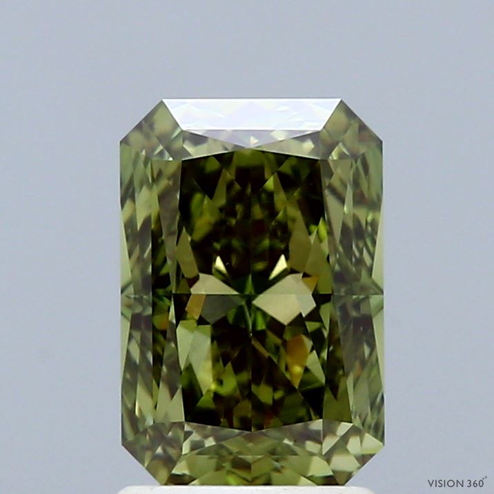 2.09 Carat Radiant Shaped, Ideal Cut, FANCY VIVID GREEN Color, VVS2 Clarity, IGI Certified Lab Grown Diamond