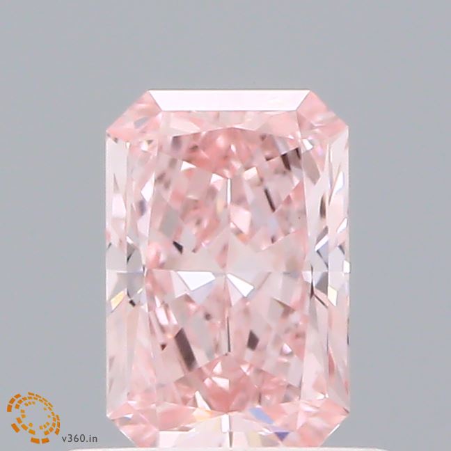 0.65 Carat Radiant Shaped, Excellent Cut, FANCY INTENSE PINK Color, VVS2 Clarity, IGI Certified Lab Grown Diamond
