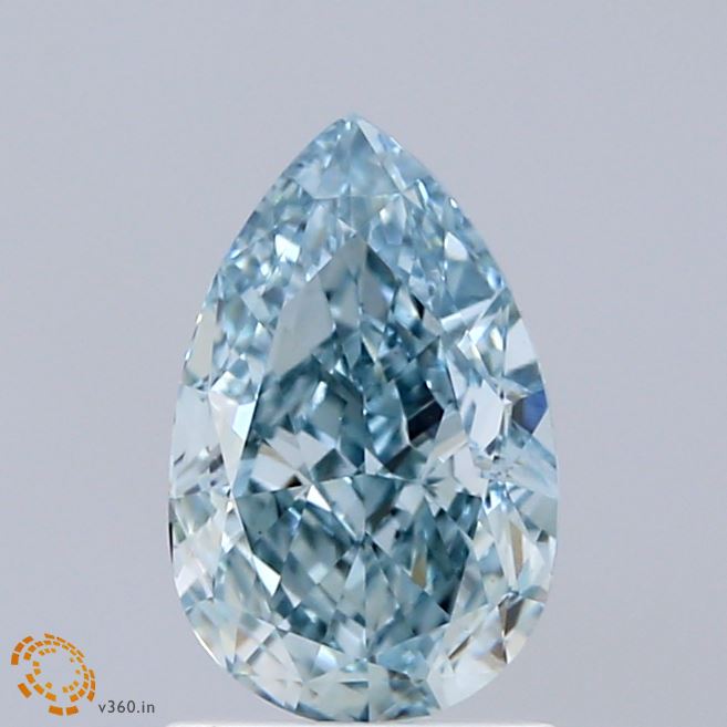 1.51 Carat Pear Shaped, Excellent Cut, FANCY VIVID GREENISH BLUE Color, VS1 Clarity, IGI Certified Lab Grown Diamond