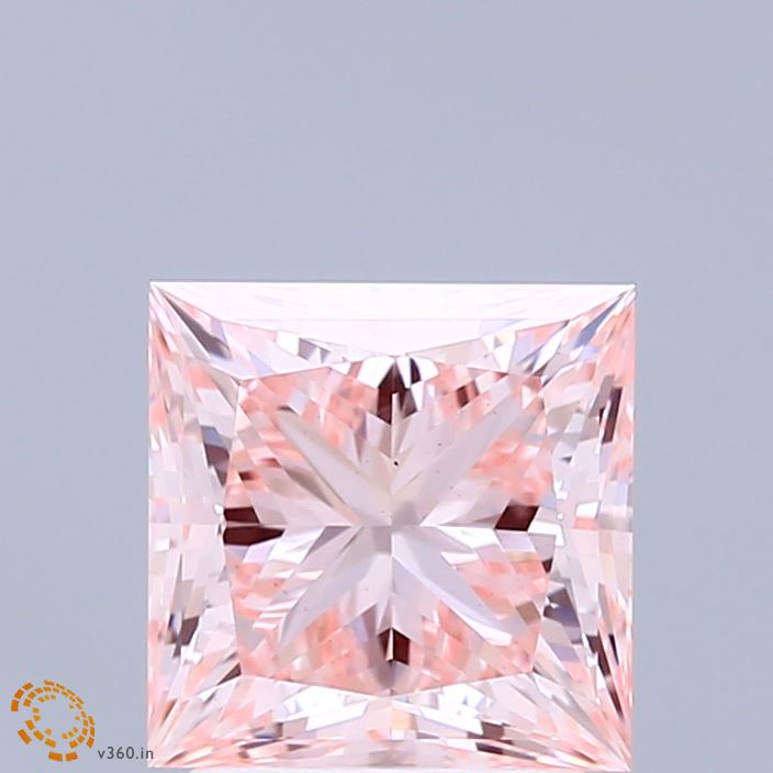2.52 Carat Princess Shaped, Ideal Cut, FANCY INTENSE PINK Color, VS1 Clarity, IGI Certified Lab Grown Diamond