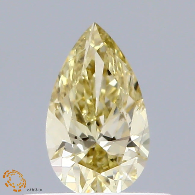 0.44 Carat Pear Shaped, Ideal Cut, FANCY INTENSE YELLOW Color, VS2 Clarity, IGI Certified Lab Grown Diamond