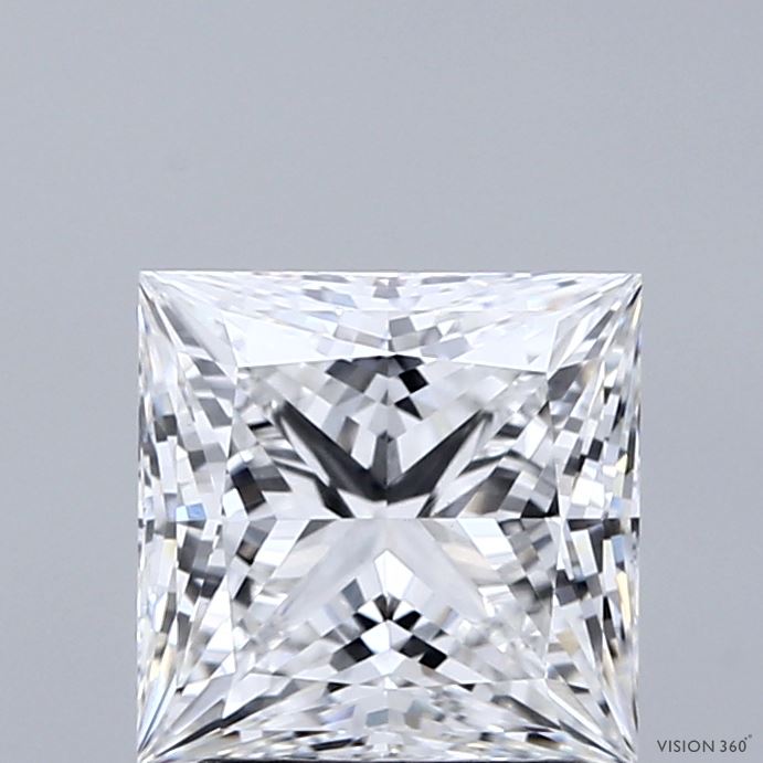 2.00 Carat Princess Shaped, Ideal Cut, E Color, VS1 Clarity, IGI Certified Lab Grown Diamond
