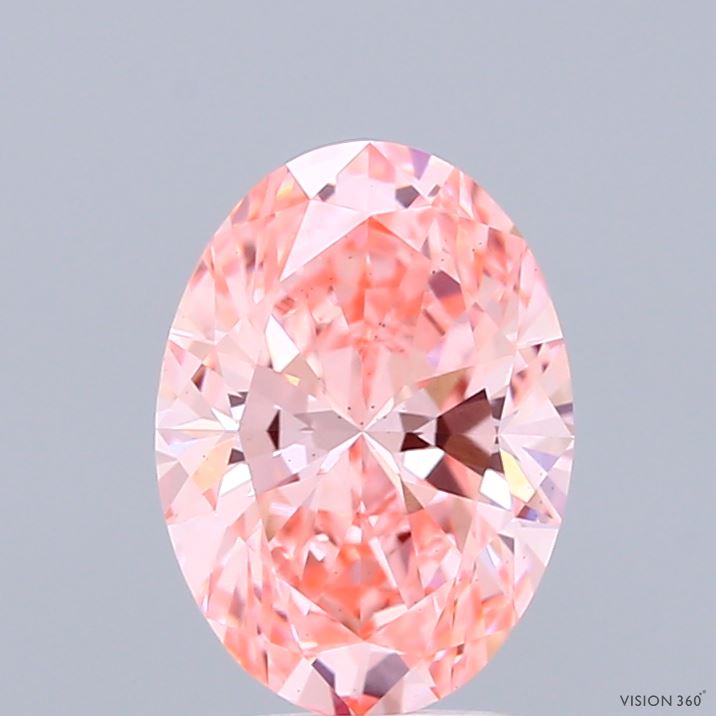 1.57 Carat Oval Shaped, Ideal Cut, FANCY VIVID PINK Color, VS2 Clarity, IGI Certified Lab Grown Diamond