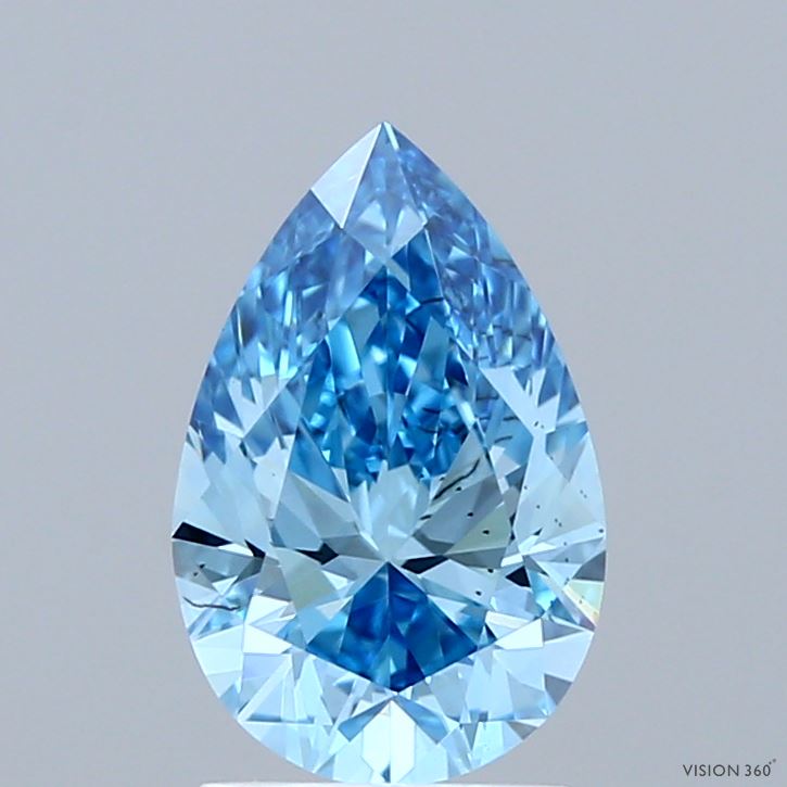 1.40 Carat Pear Shaped, Excellent Cut, FANCY VIVID BLUE Color, SI1 Clarity, IGI Certified Lab Grown Diamond