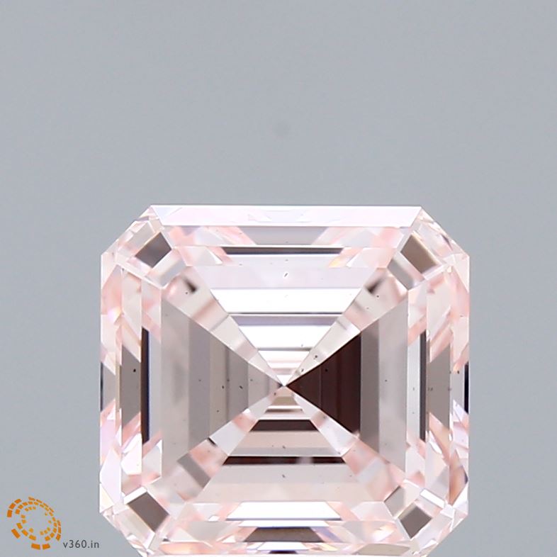 3.03 Carat Asscher Shaped, Ideal Cut, FANCY LIGHT PINK Color, VS2 Clarity, IGI Certified Lab Grown Diamond