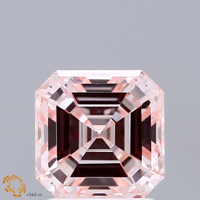 2.01 Carat Asscher Shaped, Ideal Cut, FANCY INTENSE PINK Color, VS1 Clarity, IGI Certified Lab Grown Diamond