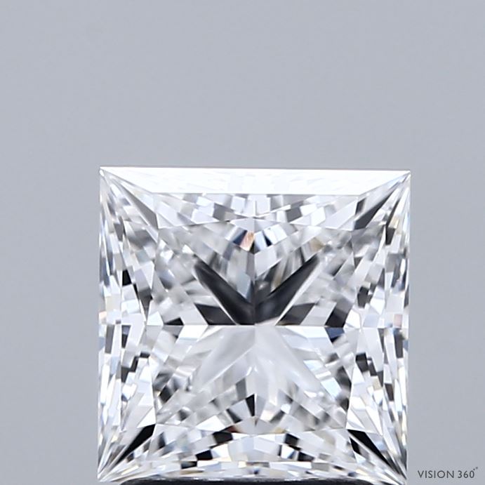 2.06 Carat Princess Shaped, Ideal Cut, F Color, VVS2 Clarity, GIA Certified Lab Grown Diamond