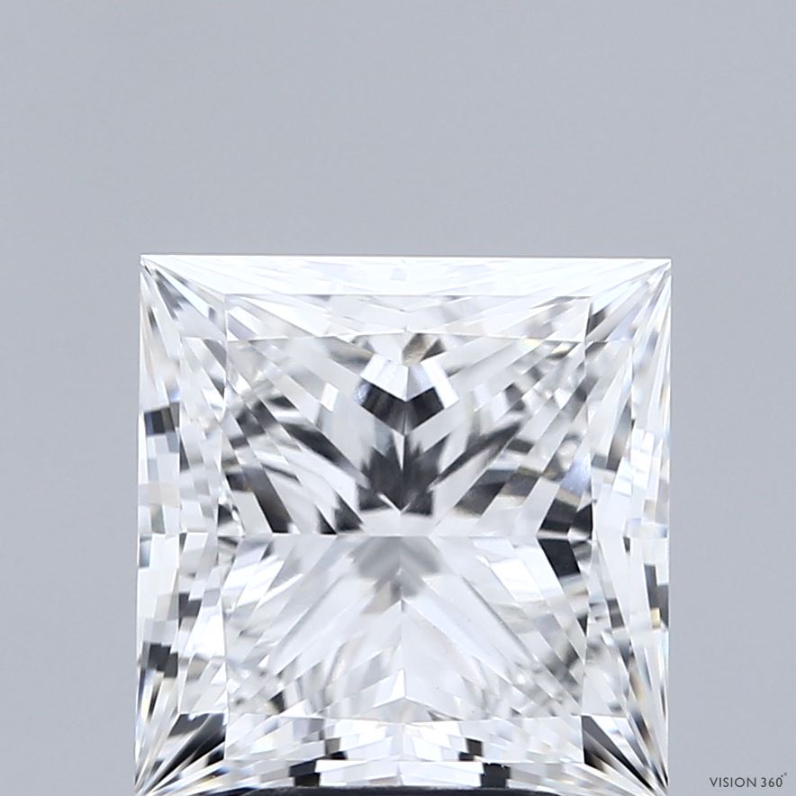 4.50 Carat Princess Shaped, Ideal Cut, E Color, VVS2 Clarity, IGI Certified Lab Grown Diamond