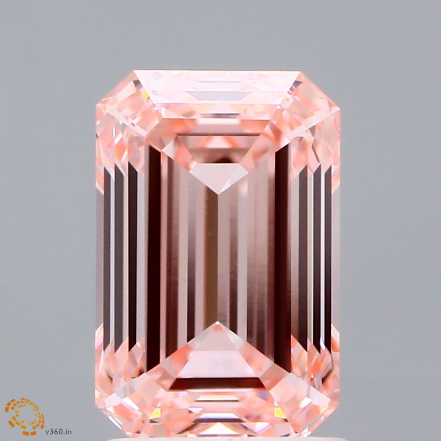 1.91 Carat Emerald Shaped, Ideal Cut, FANCY INTENSE PINK Color, VVS2 Clarity, IGI Certified Lab Grown Diamond