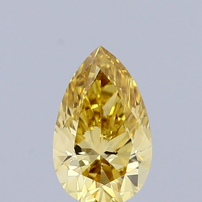 0.42 Carat Pear Shaped, Excellent Cut, FANCY INTENSE YELLOW Color, VVS2 Clarity, IGI Certified Lab Grown Diamond