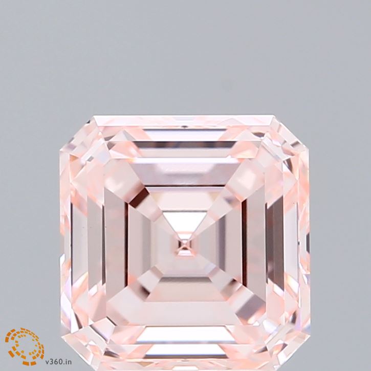 3.07 Carat Asscher Shaped, Ideal Cut, FANCY INTENSE PINK Color, VS1 Clarity, IGI Certified Lab Grown Diamond