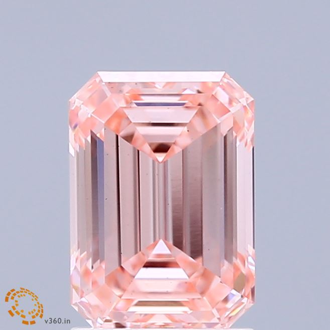 2.02 Carat Emerald Shaped, Ideal Cut, FANCY INTENSE PINK Color, VS1 Clarity, IGI Certified Lab Grown Diamond