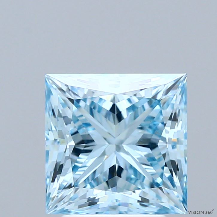 2.61 Carat Princess Shaped, Ideal Cut, FANCY VIVID BLUE Color, VS1 Clarity, IGI Certified Lab Grown Diamond