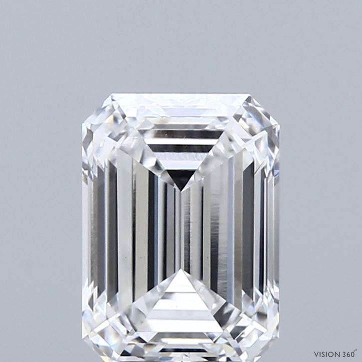 2.10 Carat Emerald Shaped, Ideal Cut, D Color, VVS2 Clarity, IGI Certified Lab Grown Diamond