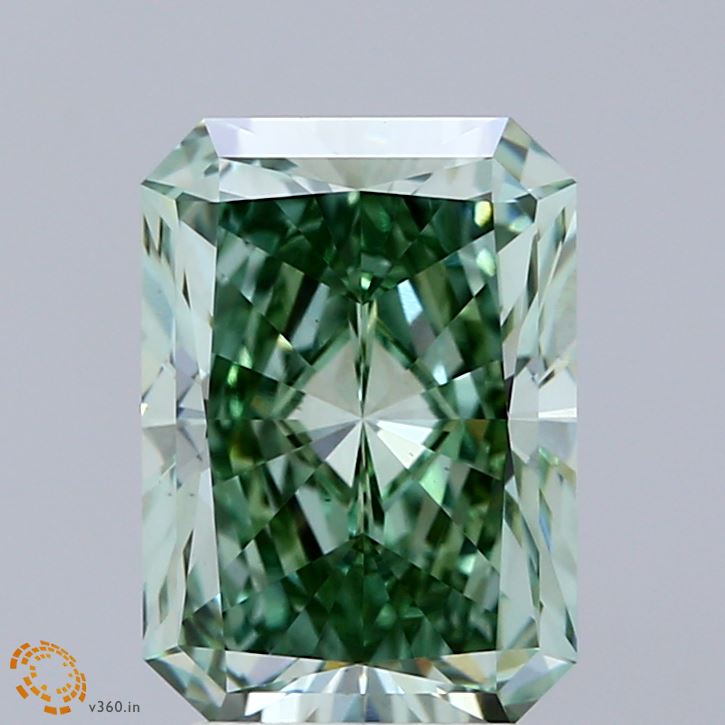 3.01 Carat Radiant Shaped, Excellent Cut, FANCY VIVID GREEN Color, VS1 Clarity, IGI Certified Lab Grown Diamond