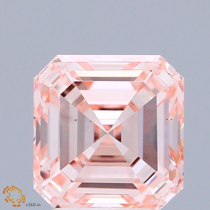 3.04 Carat Asscher Shaped, Ideal Cut, FANCY INTENSE PINK Color, VS1 Clarity, IGI Certified Lab Grown Diamond