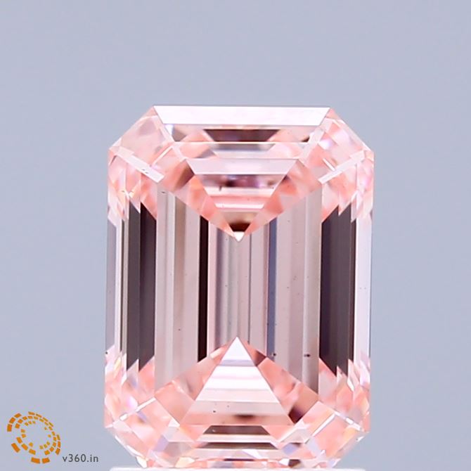2.06 Carat Emerald Shaped, Ideal Cut, FANCY INTENSE PINK Color, VS1 Clarity, IGI Certified Lab Grown Diamond