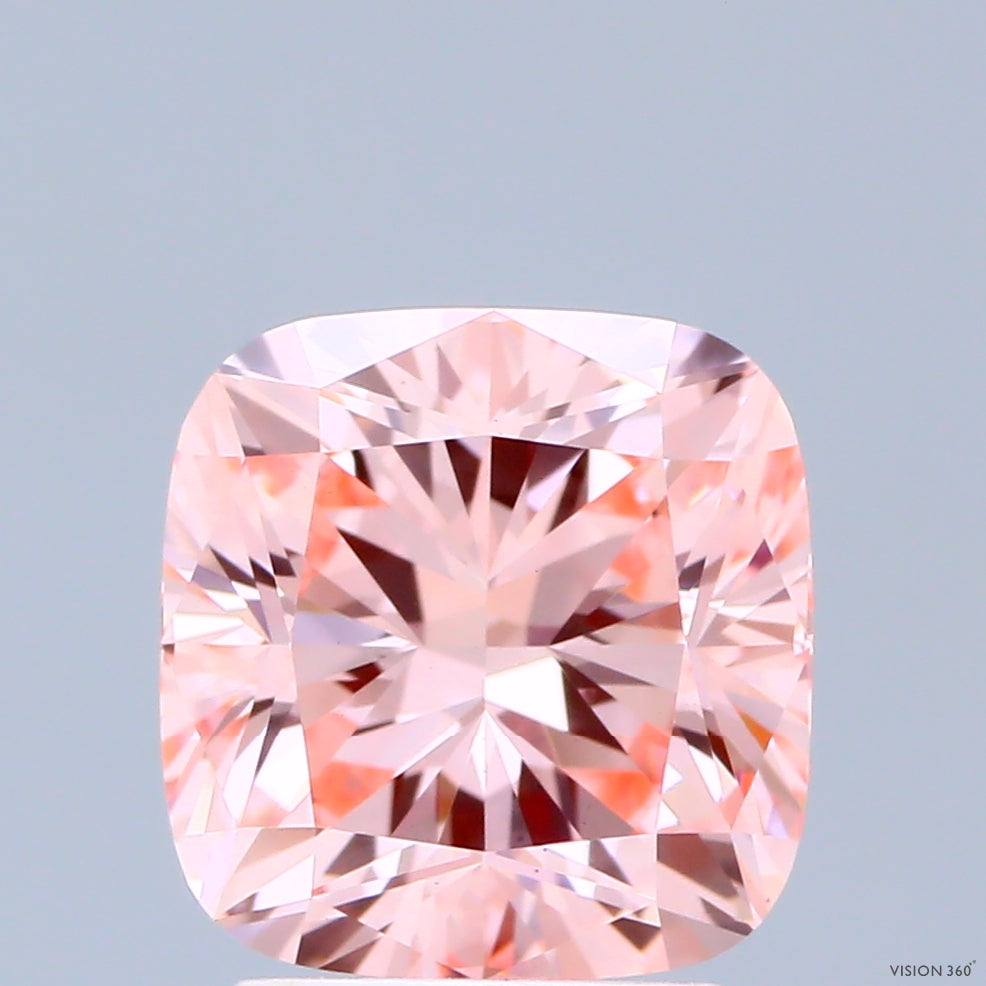 2.56 Carat Cushion Shaped, Ideal Cut, FANCY INTENSE PINK Color, VS1 Clarity, IGI Certified Lab Grown Diamond