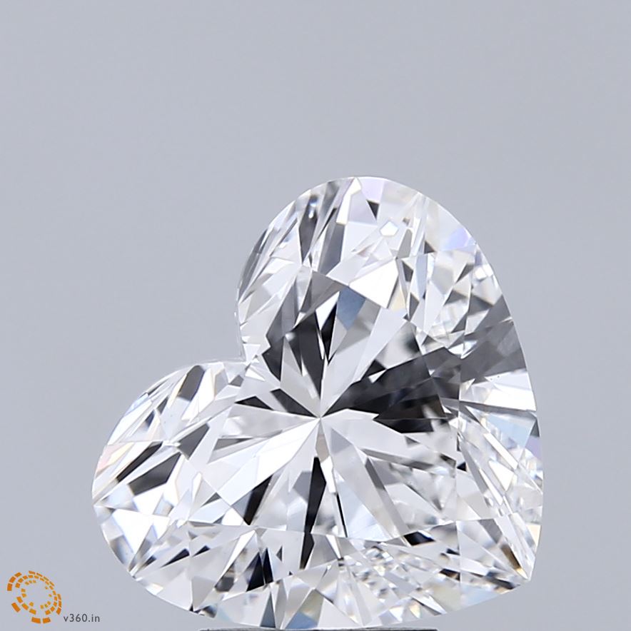 4.05 Carat Heart Shaped, Ideal Cut, D Color, VVS2 Clarity, IGI Certified Lab Grown Diamond