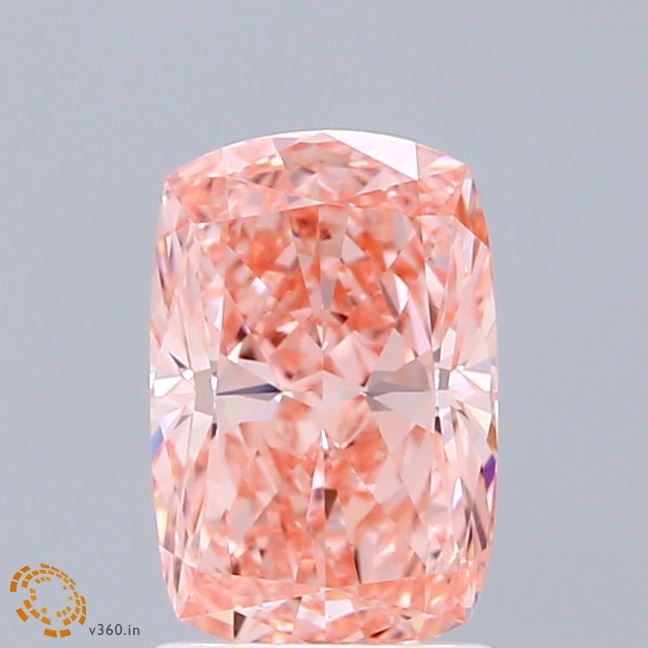 1.50 Carat Cushion Shaped, Ideal Cut, FANCY VIVID PINK Color, VVS2 Clarity, IGI Certified Lab Grown Diamond